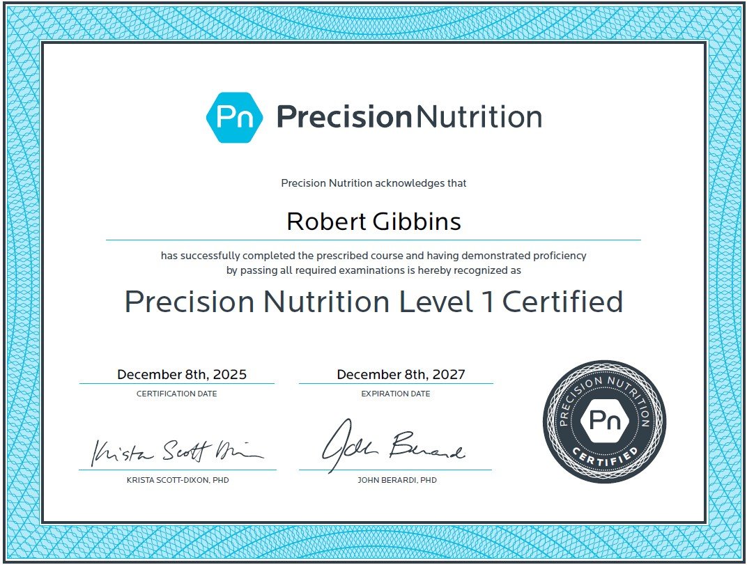 Precision Nutrition Level 1 Certification, Robert Gibbins